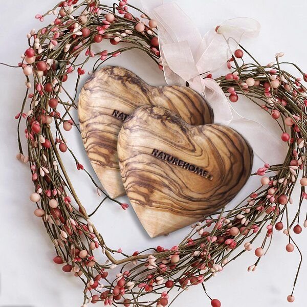 NATUREHOME Herzen Handschmeichler Olivenholz Geschenk-Set Handarbeit