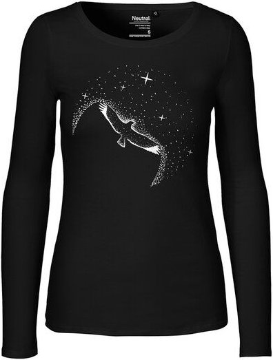 HANDGEDRUCKT "Sternstunde" Frauen Longsleeve aus reiner Biobaumwolle (kbA)