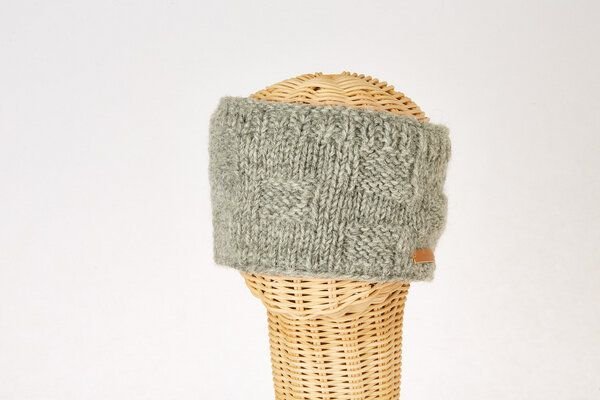 short'n'pietz Schurwollstirnband mit Schachbrettmuster, handgestrickt