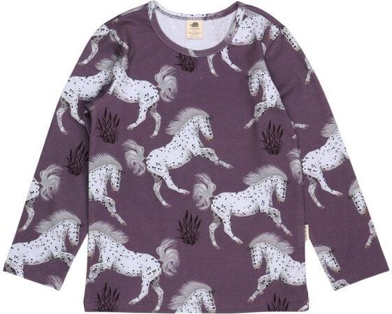 Kinder Langarmshirt Schimmel Bio-Baumwolle – GOTS-zertifiziertes Walkiddy Shirt mit Pferde-Print, weich, atmungsaktiv & ...