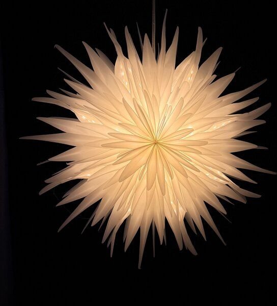MoreThanHip Lichtdurchlässiger Papier-Stern Schneeblume/Schneeflocke 45 cm – Skandinavisches Design – Inklusive Lichtkab...