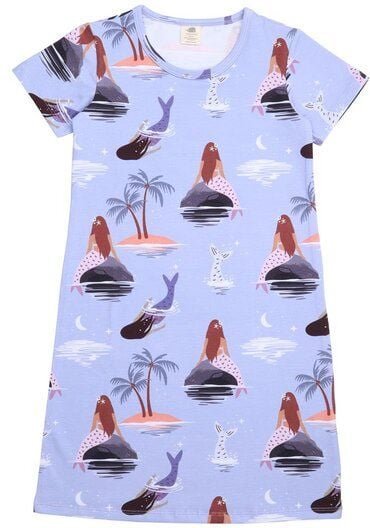 Kleinkinder-Nachthemd Lila „Mermaids“ aus GOTS-zertifizierter Bio-Baumwolle – Walkiddy