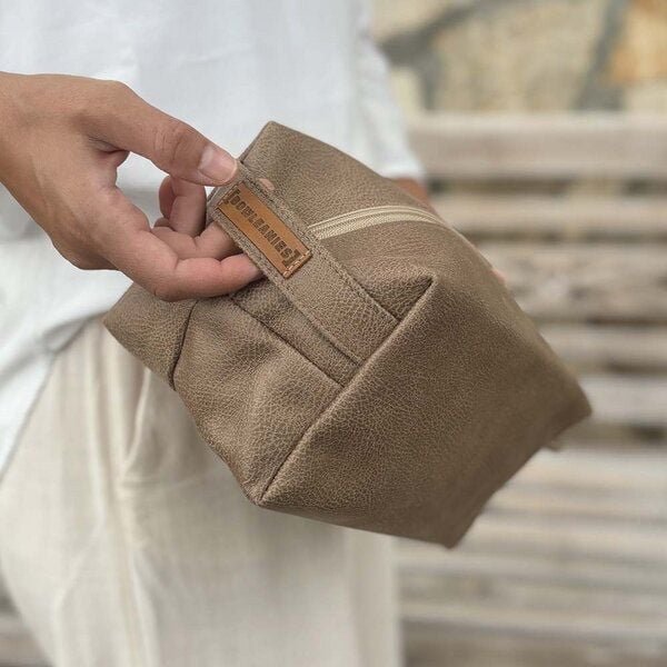 BOWLEANIES TASCHEN Kulturbeutel | Waschbeutel aus Lederfaserstoff