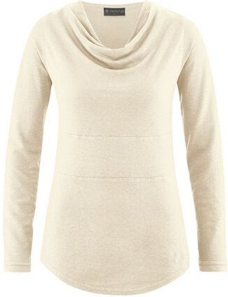 HempAge Damen Langarmshirt mit Wasserfallkragen Hanf/Biobaumwolle