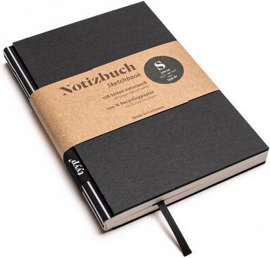 tyyp Nachhaltiges kleines Design-Notizbuch (Schwarz) aus 100 % Recyclingpapier „BerlinBook“