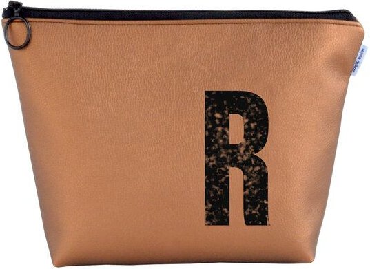 renna deluxe Kosmetiktasche und Kulturtasche personalisiert mit Monogramm - bronze
