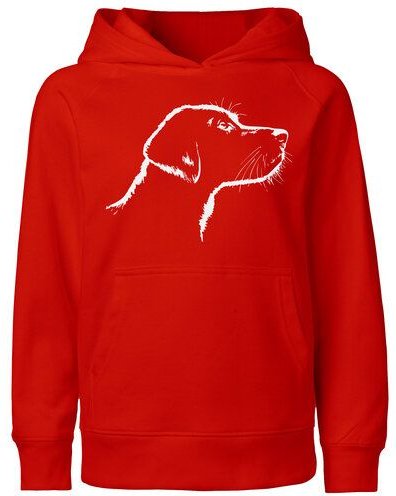 HANDGEDRUCKT "Fellnase" Kinder-Hoody aus reiner Biobauwolle (kbA) Hund