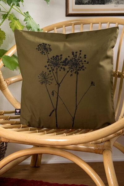 Hirschkind Bio-Kissenbezug 'Schierling' olivegrün 40x40cm