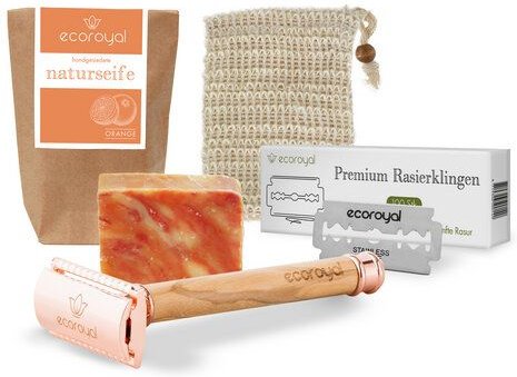 EcoRoyal Rasierhobel Set Roseholz - inkl.100 Rasierklingen und mehr