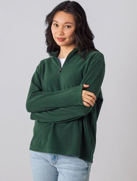 Honest Basics Damen Polar-Fleecejacke mit halbem Reißverschluss