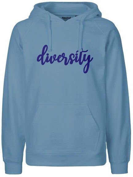 HANDGEDRUCKT "diversity" Herren Hoody aus reiner Biobaumwolle (kbA)
