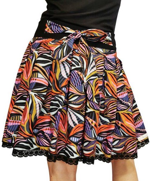 liebewicht Faltenrock Rock schwarz bunt gemustert aus Biobaumwolle Modal Damen