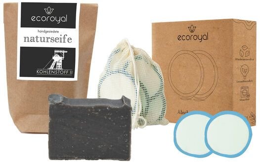 Ecoroyal Gesichtsreinigungs-Set I 10 Abschminkpads Blau + Gesichtsseife