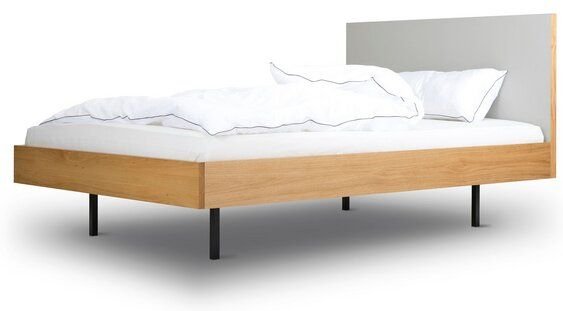 BARTMANN Unidorm Classic - Holzbett aus Eiche mit Kopfteil aus Linoleum