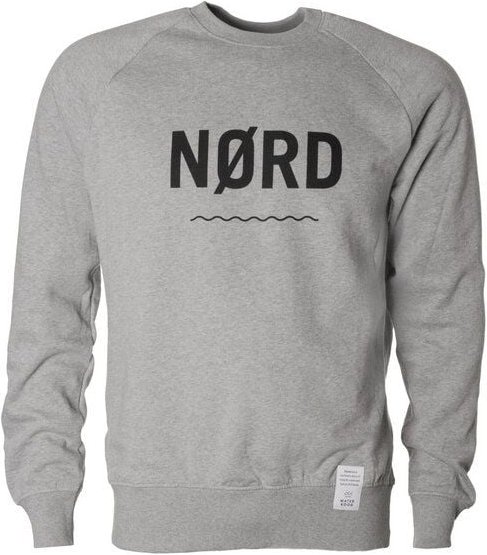 Waterkoog Sweatshirt "NØRD", grau meliert, schwarzer Print, Biobaumwolle