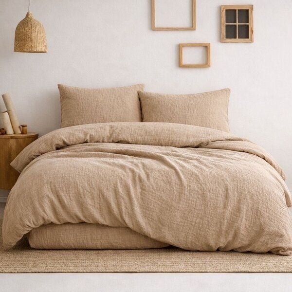 Sandiik Musselin Bettwäsche Sand Beige – aus Biobaumwolle