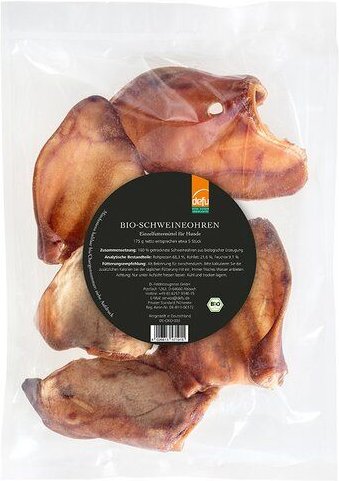 defu Bio Hundesnack PUR Schweineohren getrocknet