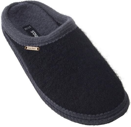 Bacinas Hausschuh Pantoffeln mit grauer Öffnung und Sohle 100% Wolle