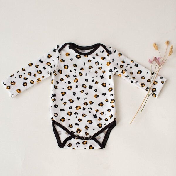 Langarm Baby Body *Leopard weiß* Bio Baumwolle | NoniKids Berlin