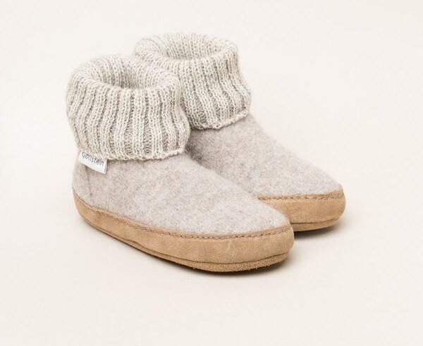 Gottstein Kinder Hüttenschuh Alpine Boot LE - Aus reiner Bio-Schafwolle für Jungen & Mädchen mit Ledersohle - Hausschuh ...