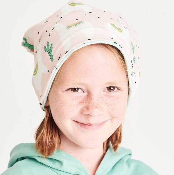 Cheeky Apple Beanie-Haube aus Bio-Baumwolle "Alpakas Rosa/Spearmint"