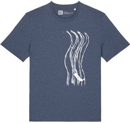 Thumbnail - ilovemixtapes Wellenwall T-Shirt Unisex – Dark Heather Blue – Bio Baumwolle – Relaxed Fit – Handdruck in Weiß – Fair & V...