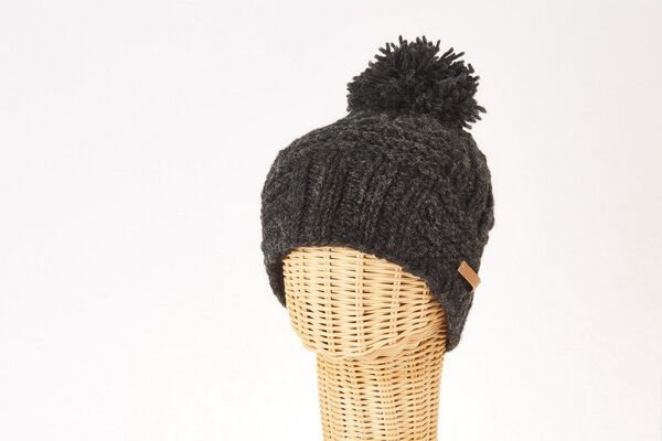 short'n'pietz Schurwollmütze mit Schachbrettmuster und Bommel