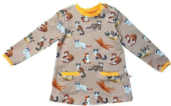 Curious Stories Kleid für Kinder aus Bio-Baumwolle – "Katzen"