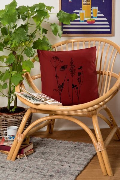 Hirschkind Bio-Kissenbezug 'Schmetterlingswiese' ziegelrot 40x40cm