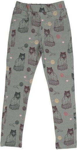 Kinder Sweat-Leggings GOTS-zertifiziert aus Bio-Baumwolle, grau mit Katzen-Print, elastischer Bund – Walkiddy, weich & b...