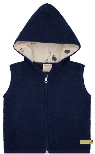 loud + proud Babys & Kinder Wollfleece-Weste mit Kapuze, GOTS-zertifiziert