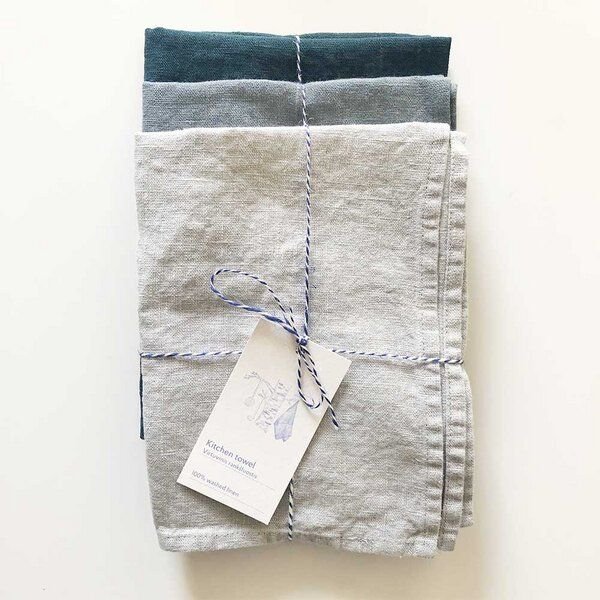 nordery Geschenkbox mit 3 hochwertigen Geschirrtüchern aus 100% europäischen Leinen