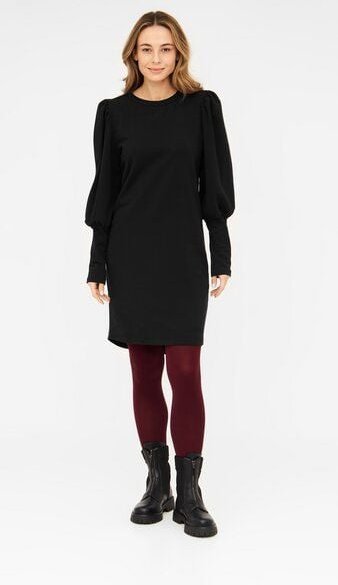 WiDDA berlin KOILE schwarzes Sweatkleid mit Puffärmeln aus Bio-Baumwolle