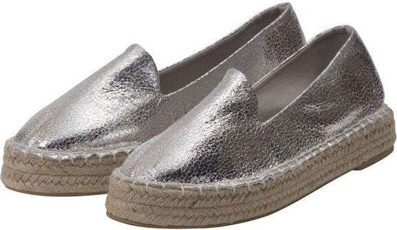 Japanwelt Espadrilles Damen Espadrilles Plateau Metallic Glitzer Sommerlatschen Plateausohle