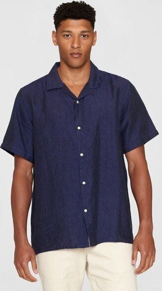 KnowledgeCotton Apparel Leinenhemd Box Fit - Short Sleeve - aus Bio-Leinen