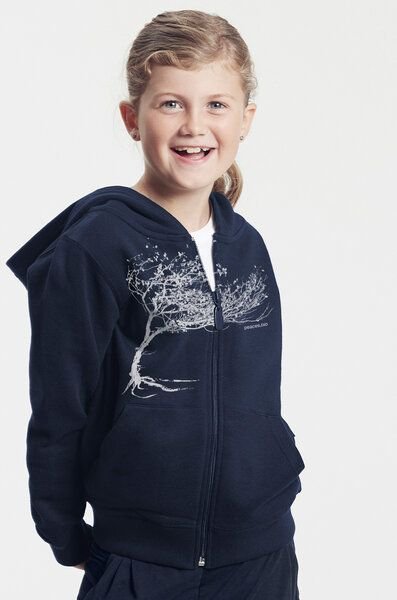 Peaces.bio - handbedruckte Biomode Kinder Zip-Hoodie Windy Tree