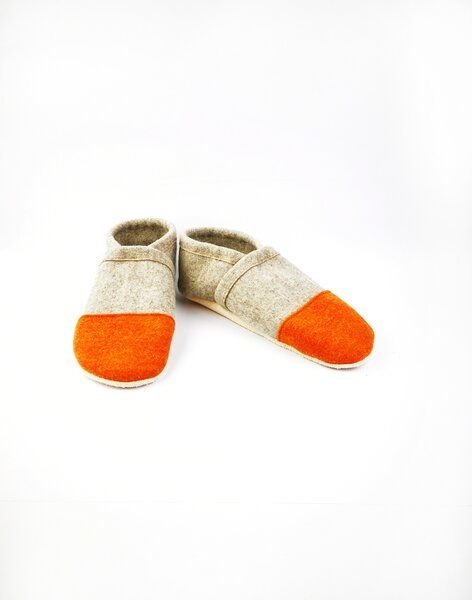 Süßstoff Hausschuhe aus Wollfilz mit pflanzlich gegerbter Ledersohle für Erwachsene