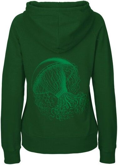 HANDGEDRUCKT "Medusa" Frauen HOODY aus reiner Biobaumwolle (kbA)