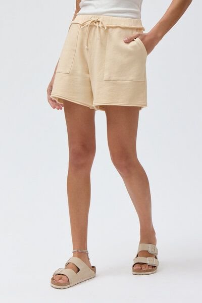 People Wear Organic Sweat Shorts, gelb uni, Bio-Baumwolle