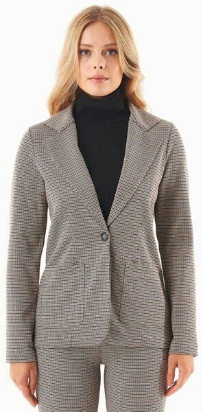 ORGANICATION Blazer aus Bio-Baumwolle-Mix mit Hahnentrittmuster