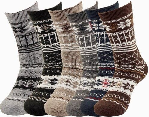 Thumbnail - Bruno Barella Winter Thermo Socken aus Alpakawolle mit Entspannungsmotiv im 6er-Pack