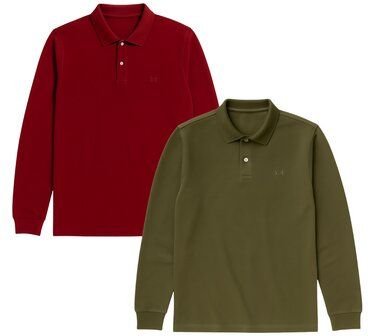 GORG 2er Set Herren Bio-Baumwolle Langarm-Poloshirt