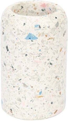 El Puente Zahnbürstenhalter "Terrazzo" Zement, Stein, Kunststoff, weiß/farblich-gesprenkelt, H 9 cm, Ø 5,5 cm