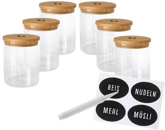 pandoo Vorratsgläser-Sets aus Borosilikatglas mit GRATIS Kreidestift und Etiketten