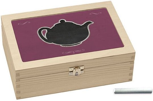 Contento Teebox mit 6 Fächern herausnehmbar mit Kreidetafel