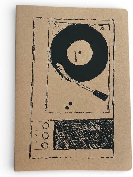 ilovemixtapes Notizbuch A5 | Plattenspieler | Handbedruckt im Siebdruck | Kraftpapier | Gepunktet | 32 Seiten | FSC-zert...