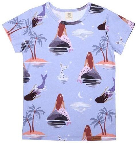 Kinder T-Shirt GOTS zertifiziert – Bio-Baumwolle, Lila mit Meerjungfrauenmotiv, Kurzarm, weich & bequem, alltagstauglich...