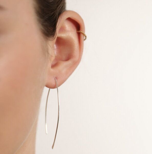 BELLYBIRD Jewellery CREOLEN - Navette, gehämmerte Creolen in V-Form, Silber/Vergoldet/Rosé