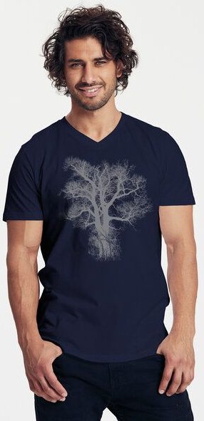 Peaces.bio - handbedruckte Biomode Bio-Herren-T-Shirt V-Neck Chestnut