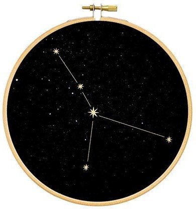 renna deluxe Sternzeichen in Gold als Bild im Stickrahmen